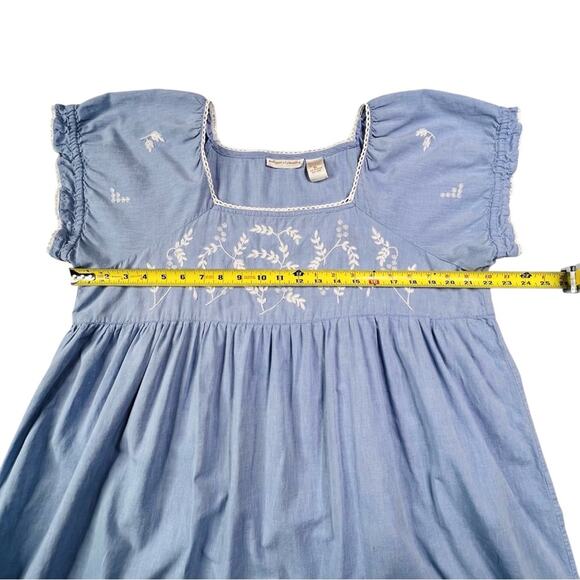 Gilligan O'Malley Nightgown XL Blue Chambray Y2K Cottagecore Prairie Ruffle VTG - Picture 4 of 8